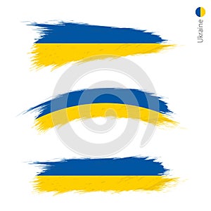 Set of 3 grunge textured flag of Ukraine