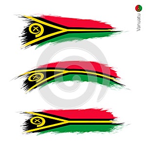 Set of 3 grunge textured flag of Vanuatu