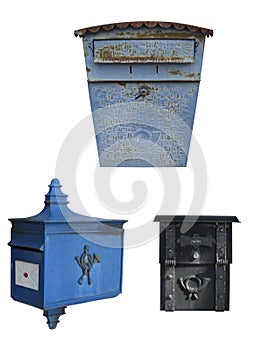Set of 3 mailboxes with clipping paths