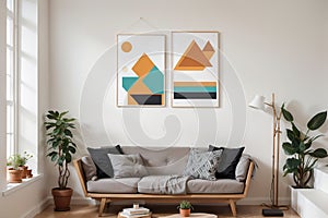 Set of 3 Minimalist wall art. Abstract geometric prints for boho aesthetic interior. Home decor wall prints, terracotta colors. Su