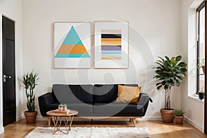 Set of 3 Minimalist wall art. Abstract geometric prints for boho aesthetic interior. Home decor wall prints, terracotta colors. Su