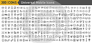 set of 300 icons in trendy line style. Business, ecommerce, finance, accounting. Big set Icons collection. Vector