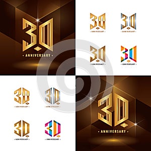 Set of 30th Anniversary logotype design, Thirty years Celebrate Anniversary Logo