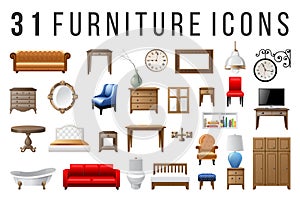 Set of 31 furniture icons