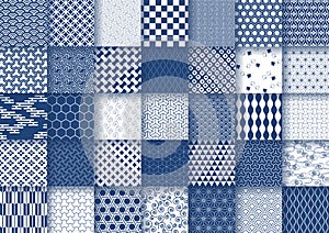 Set of 35 seamless traditional Japanese patterns. Vector illustration.