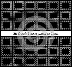 A set of 36 ornate rectangular frames based on various knots