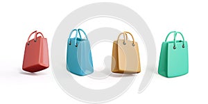 Set of 3d colorful paper bags