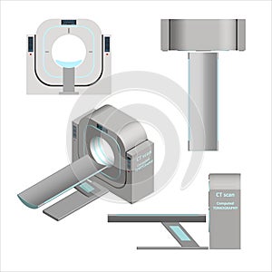 Set of 3D computer tomograph in different projections Isolated on a white background. Magnetic resonance imaging.