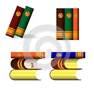 Set of 3d cute books. Realistic bookss with shaddow. Education and online class concept. Vector illustration.