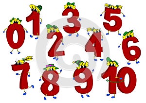 Set of 3D funny animated red numbers
