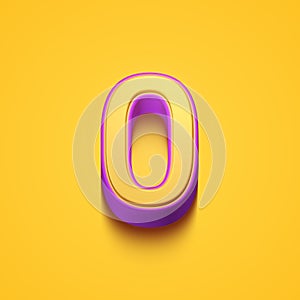 Set of 3d numbers on yellow background, 3d illustration, zero