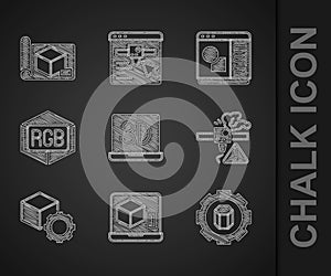 Set 3D printer, setting, warning, Isometric cube, RGB and CMYK color mixing, software and Graphing paper for engineering