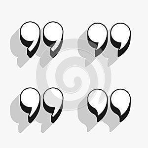 set of 3d quotation comma mark background for web talk