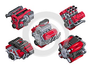 Set of 3D racing engines