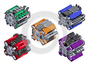 Set of 3D racing engines