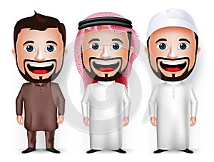 Set of 3D Realistic Cartoon Character Dress for Saudi Arabian and Pakistani