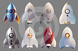 Set of 3D render rocket illustration