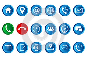 Set of 3D round communication icons. Contact us Web icon set for web and mobile