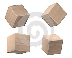 Set of 3D wooden cubes