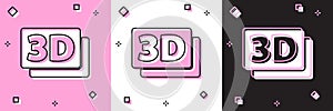 Set 3D word icon isolated on pink and white, black background. Vector