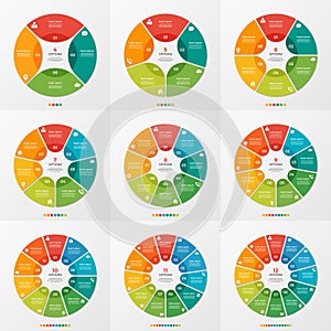 Set of 4-12 circle chart infographic templates