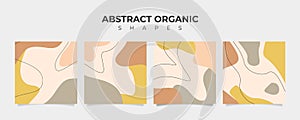 Set of 4 abstract organic shape banner in pastel color