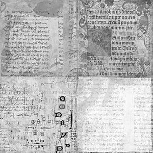 Set of 4 antique vintage manuscript textures