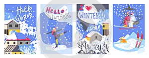 Set of 4 banners with winter mood.