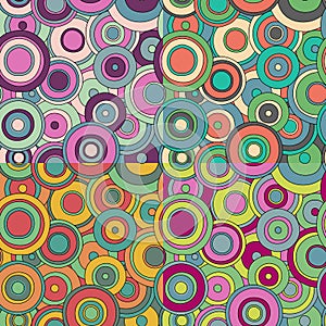 Set of 4 bright psychedelic circles pattern