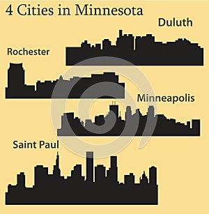 Set of 4 city in Minnesota ( Saint Paul, Minneapolis, Rochester, Duluth )
