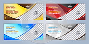 Set of 4 color Web banners templates