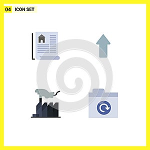 Set of 4 Commercial Flat Icons pack for document, domination, arrow, upload, lobbying