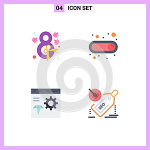 Set of 4 Commercial Flat Icons pack for eight, coding, ribbon, toggle, development