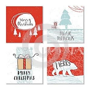 Set of 4 cute Christmas gift cards