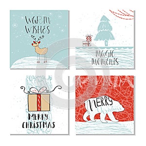Set of 4 cute Christmas gift cards