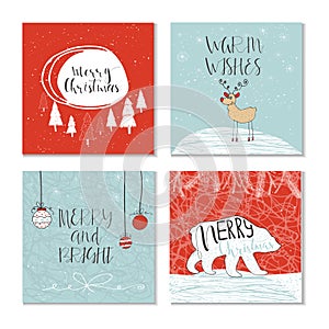 Set of 4 cute Christmas gift cards