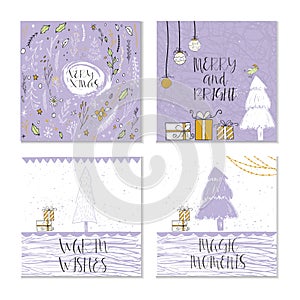 Set of 4 cute Christmas gift cards with quote.