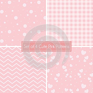 Set of 4 cute Pink Patterns and textures