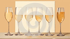 Set Of 4 Diamond Champagne Glasses On Cream Background