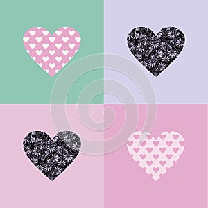 Set of 4 different Happy Valentine`s day card backgrounds