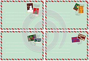 Set of 4 envelopes with Christmas stamps