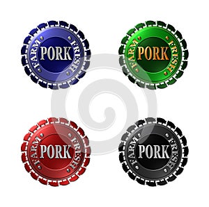 A set of 4 Farm Fresh Pork logos