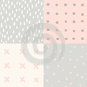 Set of 4 hand drawn cute seamless patterns