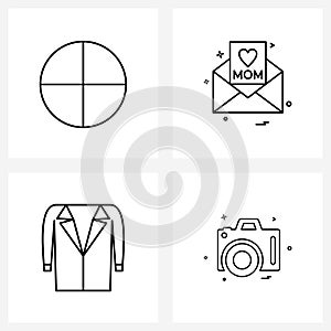 Set of 4 Line Icon Signs and Symbols of add, garments, mothers day, mother, dress