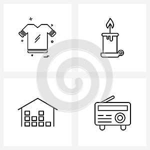 Set of 4 Line Icon Signs and Symbols of cloth, scary, shirt, shirt, box
