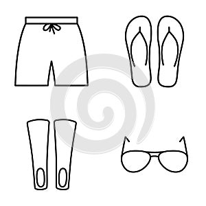 Set of 4 mens resort and beachwear icons