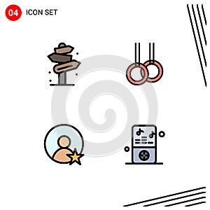 Set of 4 Modern UI Icons Symbols Signs for beach, user, sign, gymnastics, ipod