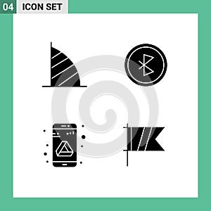 Set of 4 Modern UI Icons Symbols Signs for burj al arab, wireless, uae monument, communication, drive