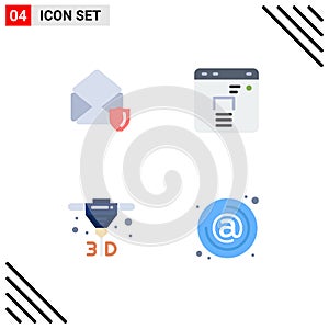 Set of 4 Modern UI Icons Symbols Signs for gdpr, direct metal laser sintering, security, marketing, at