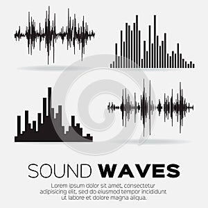 Set of 4 music sound waves.